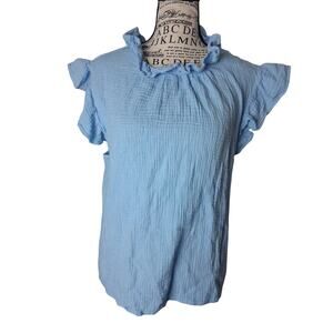 Vd lounge blue large top ruffle sleeves